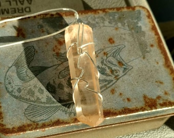 Large Tangerine quartz point pendant