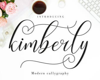 Kimberly Fonts Digital font Swirly Font Script Font Digital download swash font Handwritten font calligraphy font wedding font Cricut font