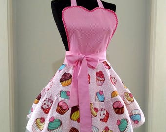 Pink cupcakes apron for womens, Cupcakes apron , Polka dot apron , Cute aprons