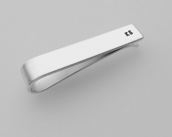 Sterling silver tie bar, skinny tie clip, mens tie bar, personalised skinny tie bar, mens gift, initial tie bar, silver tie bar, wedding