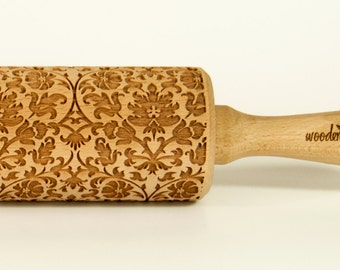 The Victorian Style Rolling Pin Engraved Rolling Pin Gift Rolling Pin Rolling PiN for Embossed Cookies Wooden Rolling pin