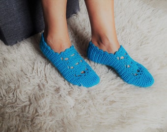Hand crocheted wool slippers