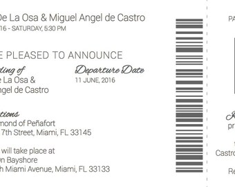 Destination Wedding Ticket Invitation