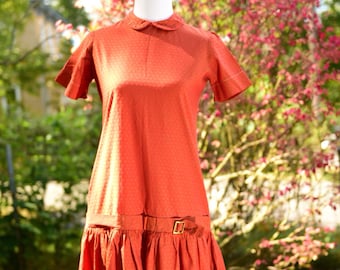 1960's Burnt Orange drop waist dress