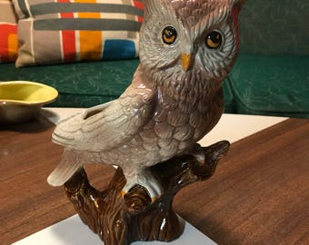 Vintage 1970's Ceramic Owl Planter