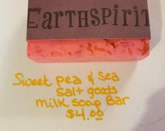 Sweet pea and see salt goats milk soap bar