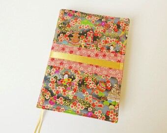 A5 'Kimono' Planner Cover, Diary, Journal, Notebook Cover, Removable Fabric Cover, Fits Hobonichi Cousin, Japanese Cotton Fabric, UK Seller
