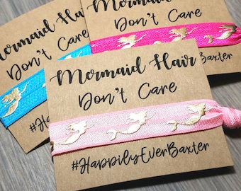 Mermaid Hair Don't Care Hair Tie Favors | Bachelorette Party Favors | Bachelorette Hair Ties Favors | Mermaid Theme Bachelorette