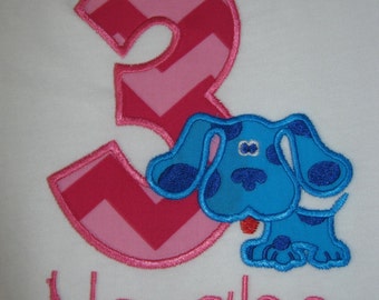 Blues Clues Dog Personalized Birthday Shirt shown here as 3rd birthday shirt