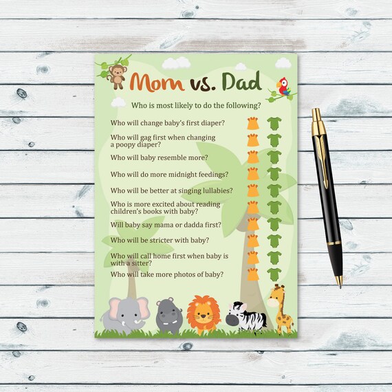 Safari Mom Vs Dad Quiz Printable Mom or Dad Trivia Game