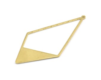 Brass Diamond Charm, 6 Raw Brass Diamond Charms With 1 Loop, Pendants, Findings (56x27.5mm) E017