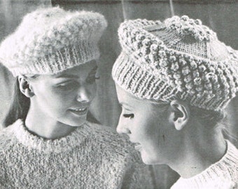 Women's vintage knitting pattern - Jaunty Hat - PDF knitting pattern - Knitting patterns for women - retro 60's