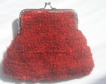 Red freeform crochet purse