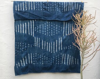 Vintage African Textile | African indigo blanket Indigo Textile Indigo Mudcloth African Mudcloth Indigo Cloth Beach Blanket tribal fabric 90