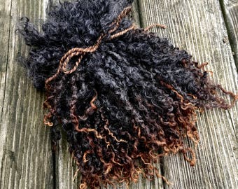 Wensleydale Locks, Long, Wool, Fleece, Washed, Undyed, Black, Brown, 1 Ounce, Natural, Fiber, Wool, Spin, Felt, Sunkissed Locks