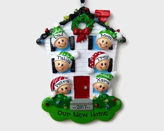 6 People at Home Personalized Ornament - New House - Personalized Family Ornament