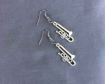 Silver Trombone Earrings
