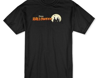 Happy Halloween Haunted House Men's Black T-shirt