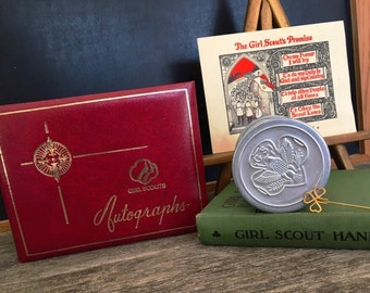 Girl Scout Collectibles - Scouting Memorabilia - Vintage Scouting Ephemera - 1927 Girl Scout Christmas Card - 1936 Girl Scout Handbook