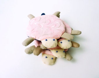 Turtle coasters, fabric coasters, handmade coasters, cute coasters, cup cozy, embroidery coasters, gift for friends, turtle gifts, pink