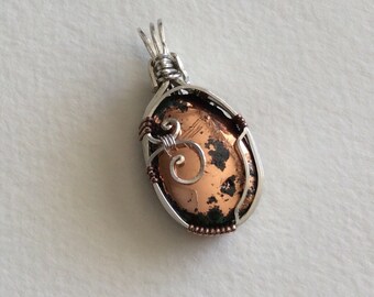 Michigan Copper Sterling Silver wire wrapped pendant
