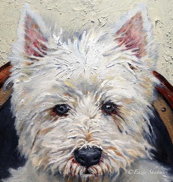 Westie Dog Portrait Westie Painting Oil Portrait from Your