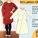Regular and plus size Instant download jersey dress pattern for women, asymmetrical cut, fun for color blocking, loose fit and pockets