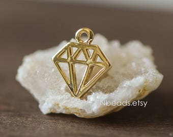 10pcs Gold plated Brass Diamond Shaped Charms 12mm (GB-083)