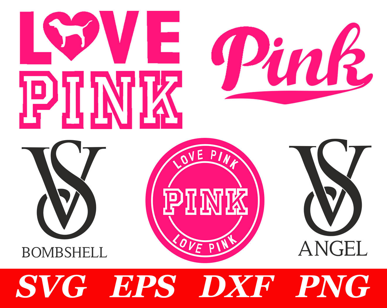 Download Love Pink SVG File Cricut Silhouette Iron On VS Dog Clipart