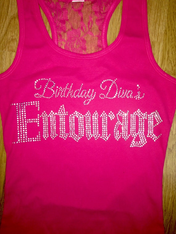 Download 1 hot pink Birthday Diva's Entourage Shirt. Fuchsia