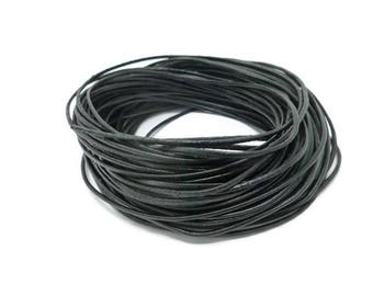 Black Leather Cord - 1.5mm diameter - You pick length - Round - Unfinished - Bulk - DIY - sold by the meter - 1m 2m 3m 5m 10m 20m