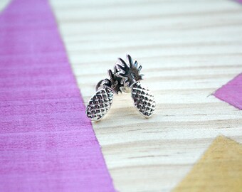 Boucles d'oreilles Ananas | doré et argenté |Joli bijou minimaliste | collection Tropicale 2018 | Cadeau fruit exotique | Pour les vacances