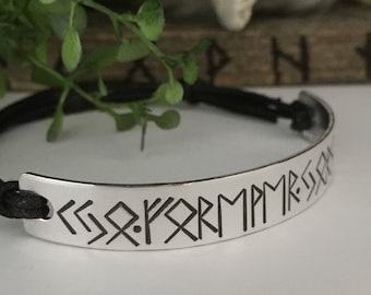 Viking Mens Jewelry - Viking Jewelry - Rune Bracelet - Silver Viking Bracelet - Silver Rune Jewelry - Custom Rune Inscription