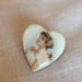 Antique Hand Painted Porcelain Heart Stud Button