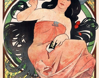 Art Nouveau Job Cigarette Rolling Papers By Alfonse Mucha 1898. Fine Art Print/Poster. (4814)