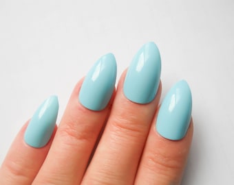 Baby Blue Nails / Fake Nails / Stiletto Nails / Press on Nails / False Nails / Acrylic Nails