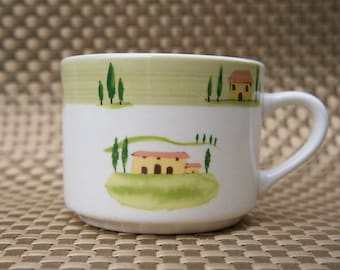 Farberware Spanish Hill Flat Coffee/Tea Mug - Hard to Find Pattern - Spanish Grove