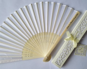 SILK FANS with Gift Box, Hand fan, Bamboo, Wedding Favors, Quinceanera, Bridal Shower, Personalized Free (50- 450)