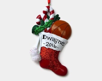 Basketball Personalized Ornament - Hand Personalized Christmas Ornament
