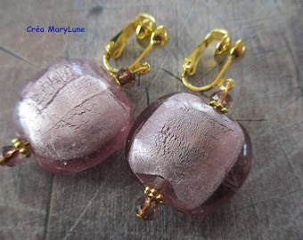 Clip earrings for non-pierced ears smoked pink