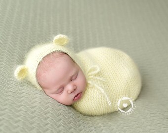 Angora Wrap with Matching Bear Bonnet