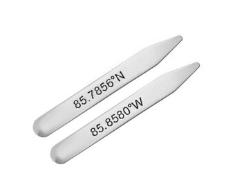 Gift for Dad- Sterling Silver Personalized Collar Stays, Gift for Him, Groomsmen, Wedding Party, Monogram Collar Stays, Gift for Men