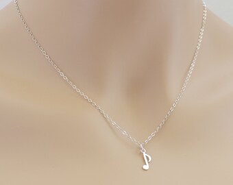 Music Note Necklace, Sterling Silver, Eighth Note, Music Teacher Gift, Music Pendant, Music Note, Music Jewelry, Music Note Pendant