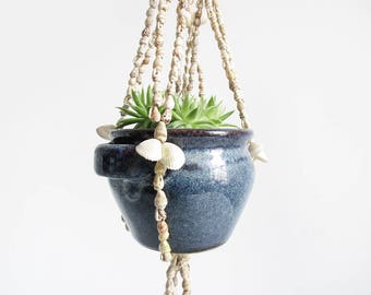 seashell plant hanger / vintage 70s hanging shell plant holder