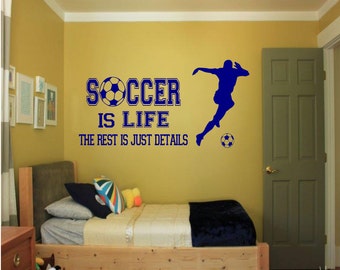 Soccer is Life Wall Decal - soccer wall decor, soccer vinyl, soccer sports decal, sports wall decal, kids room decor, sports decor