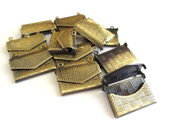 Antique Brass Envelope Pendant