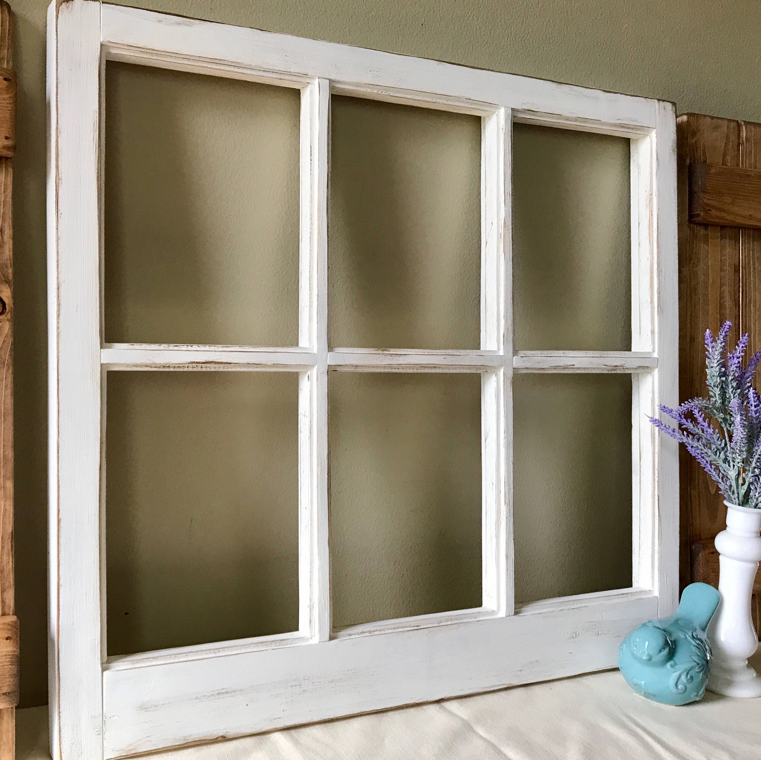 Farmhouse Window Frame Vintage Style 6 Pane Window Frame