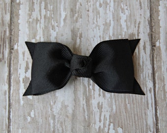 Black Tuxedo Style Toddler Hair Bow 3 Inch Alligator Clip Baby Hairbow