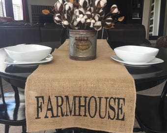Farmhouse Table Runner, Burlap Table Runner, Table Runner,