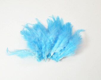 Rooster Saddle Feathers - Pool Blue, 2 inch strip (50-60pcs)
